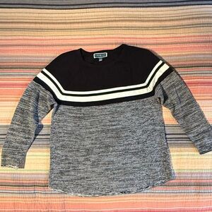 Karen Scott women's black, white, and grey long sleeve crewneck sweater